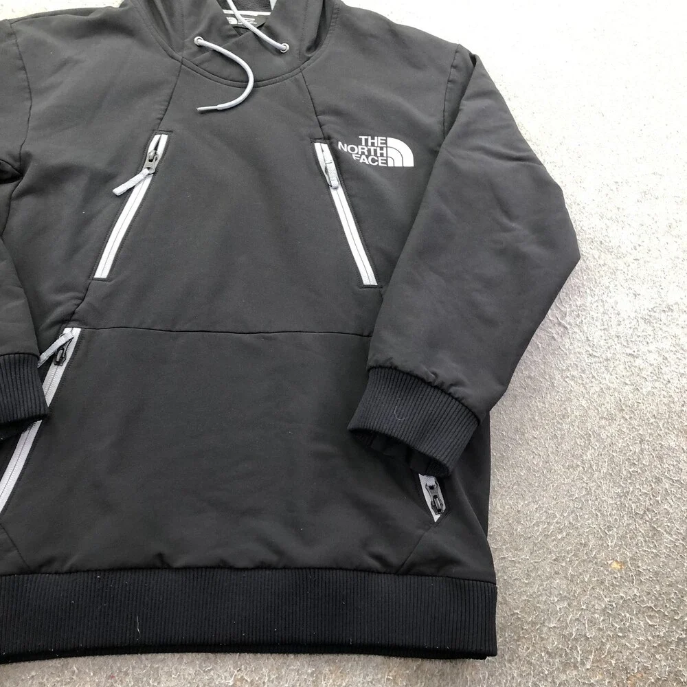 The North Face Hoodie Mens Small Black Pullover Fleece Tekno Zip Pockets